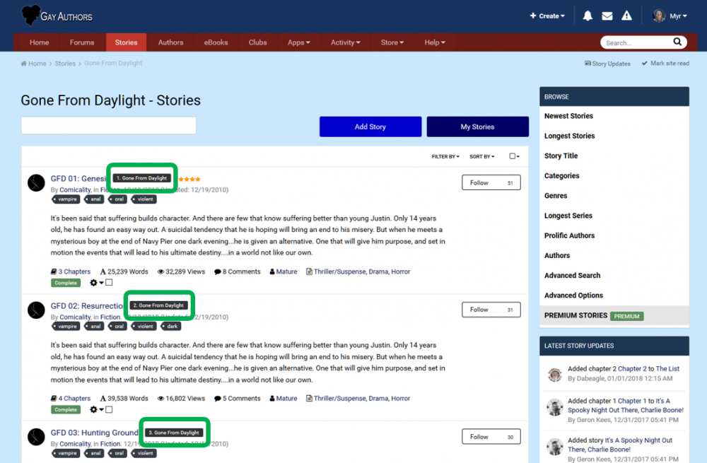 Shows Gone From Daylight Series page
