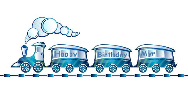 Blue Train says Happy Birthday Myr