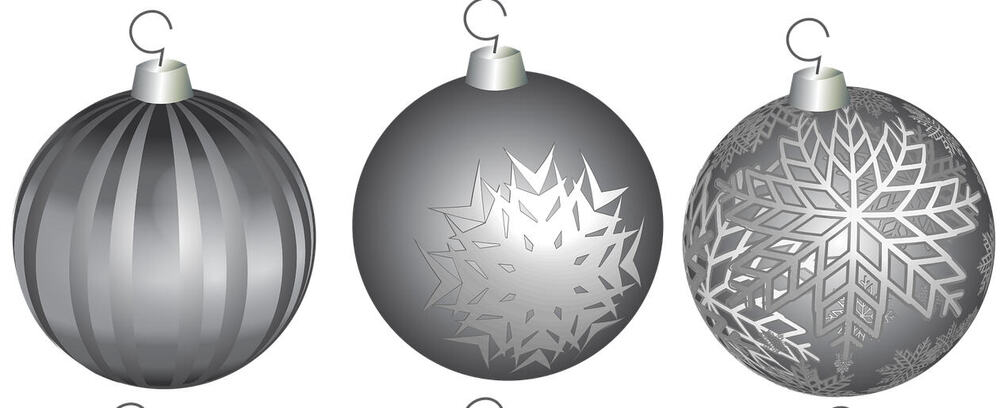 3 silver Christmas ornament balls