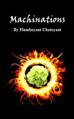 A green carnation surrounded by a ring of fire on a black background. Title and author are in white.