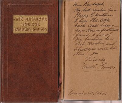 Cover and inscription on flyleaf of book