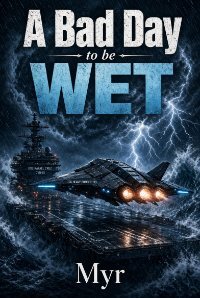 A Bad Day to be WET by Myr showing spaceship landing on carrier during hurricane