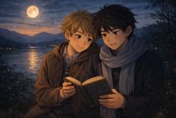 Two young men reading Poetry